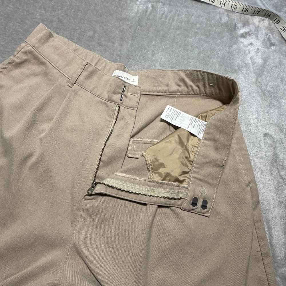 Abercrombie & Fitch Women Beige Wide Leg Pleated Dress Trousers Sz L Casual Chic - Picture 10 of 16